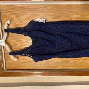 Short Tank Lace Dress with V Neckline